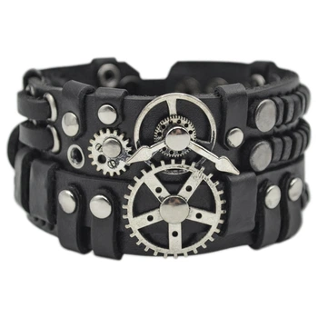 Шкіряний браслет Rockway Стімпанк чорний (bsp-36) (00000005698)
