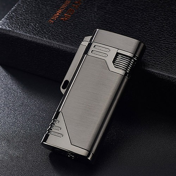 Газовая зажигалка Lighter на две форсунки Серебристая