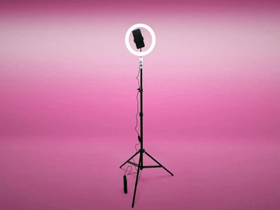 Кольцевая лампа 26 см DeLux LED Professional (20W) с регулировкой света на штативе 200 см / для блогеров / визажиста / селфи
