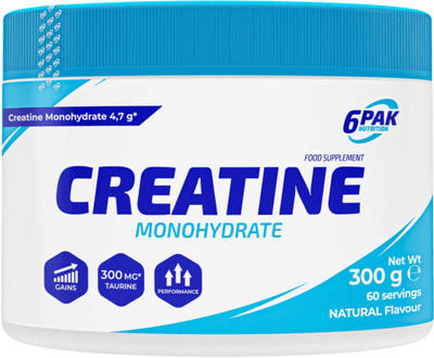 6PAK Creatine Monohydrate 300 g Jar Natural (5902811814539)