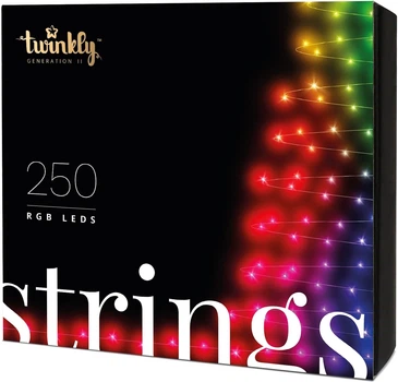 Girlanda LED Smart LED Twinkly Strings RGB 250, BT+WiFi, Gen II, kabel IP44 czarna (TWS250STP-BEU)