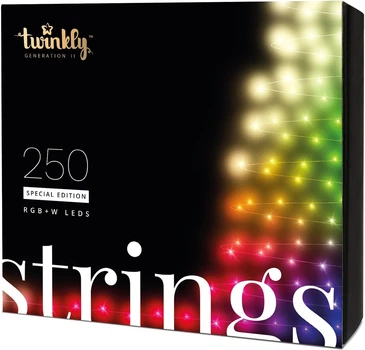 Світлодіодна Smart LED-гірлянда Twinkly Strings RGBW 250, BT + Wi-Fi, Gen II, IP44, кабель чорний (TWS250SPP-BEU)