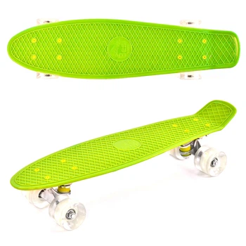 Пенни борд (Penny Board) 0355 Best Board 22" со светящимися колесами, Салатовый