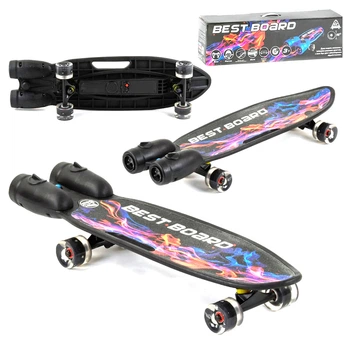 Пенні борд (Penny Board) S-00501 Best Board 28" з музичними турбінами, що димляться і колесами, що світяться, Чорний