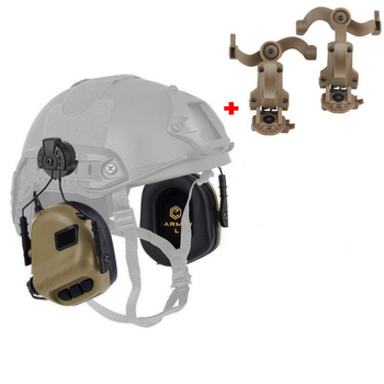 Навушники Активні для стрільби на шолом Earmor M31H Койот Brown + Premium кріплення (12774kr)