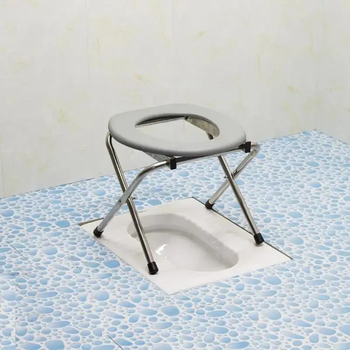 Туалетний стілець сидіння на унітаз туалет компактний складний портативний 38х34х39 см (474499-Prob) Сірий
