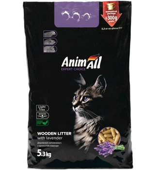 Наполнитель древесный AnimАll (АнимАлл) 5,3кг с ароматом лаванды для кошачьего туалета