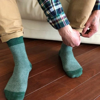 Носки с принтом цветные полосы высокие бесшовные дышащие качественные ORGANIC cotton зеленые JILL ANTONY 42-43 арт. 31012
