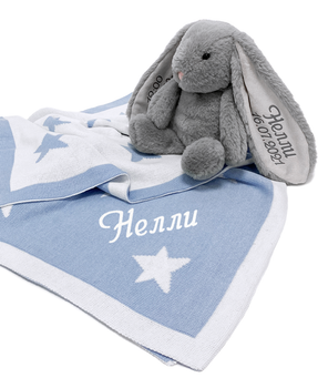 Подарунковий набір зайчик little та плед HeyBaby