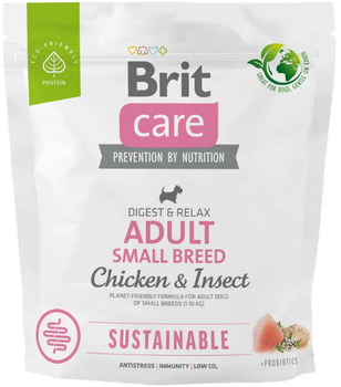 Корм для собак малых пород с насекомыми и курицей Brit Care Dog Sustainable Adult Small Breed 1 кг