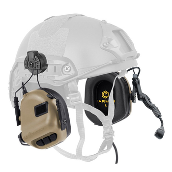 Наушники Активные для стрельбы с микрофоном на шлем каску Opsmen Earmor M32H Койот Brown (150280)