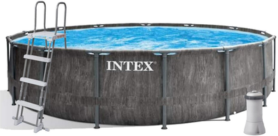 Каркасный бассейн 457x122 см + фильтр насос + лестница + подстилка + тент Intex (26742)