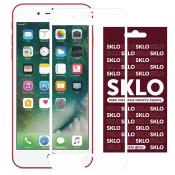 Защитное стекло SKLO 3D для Apple iPhone 7 / iPhone 8 / iPhone SE (2020) с диагональю экрана 4.7, с полной проклейкой, защитой от царапин, сколов и повреждений дисплея Белый