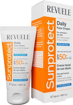 Ежедневный крем для лица REVUELE Sunprotect SPF 50+ Увлажняющий 50 мл (5060565106574)
