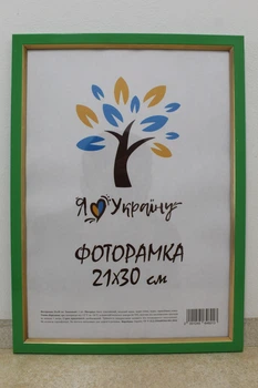 Фоторамка 21Х30, (А4), зеленый с золотой вставкой, 1511-537, ОРГСТЕКЛО + ДВП