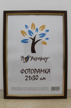 Фоторамка 21Х30, (А4), світло-коричневий із золотою вставкою, 1511-5120, ОРГСКЛО + ДВП