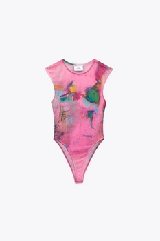 Боди розовое с принтом зара zara — m