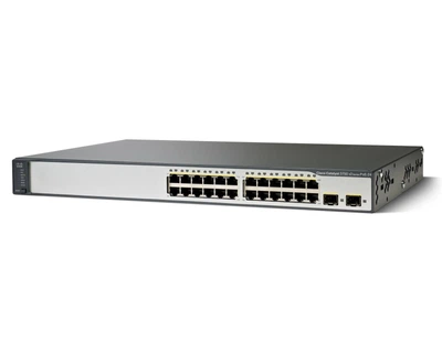 WS-C3750V2-24PS-E - 24 10/100 PoE, 2 SFP, Enhanced Image, Cisco Catalyst 3750V2 Комутатор Refurbished
