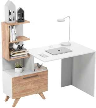 Письменный стол Mesa Тэйс 1255х600х750/1220 см Белый Дуб Канзас (C-88)