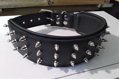 Нашийник для собаки шкіряний з шипами Lockdog, Д 52-62 см, Ш 6 см (ld063_XL)