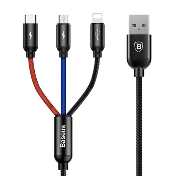 Кабель швидка зарядка 3в1 MicroUSB+TypeC+Lightning 3-in-1 BASEUS Fast Charging 1.2м