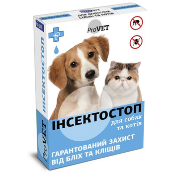 Капли на холку ProVET Инсектостоп для котов от 4 до 10 кг (0,5мл) от внешних паразитов