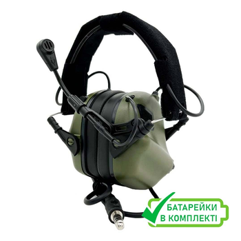 Наушники тактические активные с микрофоном Earmor M32 MOD3 Foliage Green (M32-MOD3-FG) с креплениями
