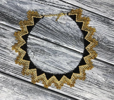 Колье-силянка из чешского бисера HatynkaUA Necklace ожерелье ручной работы (SUN999_28)