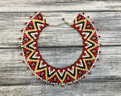 Традиционная украинская силянка из бисера HatynkaUA Necklace ожерелье под шею ручной работы (SUN999_30)