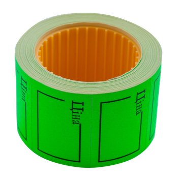 Цінник Buromax 35*25мм, "ЦІНА", (240шт, 6м), прямокутний, зовнішня намотка, зелений BM.282106-04