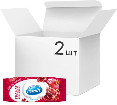 Упаковка вологих серветок Smile Daily Гранат 2 пачки по 100 шт (42224941)