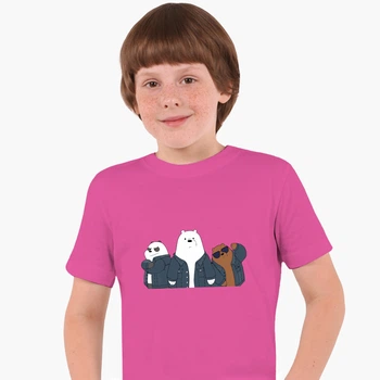 Дитяча футболка для хлопчиків Вся правда про ведмедів (We Bare Bears) (25186-2895-66) 88-104 см Бавовна Темно-рожева