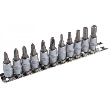 Набор насадок отверточных MASTERTOOL GM CRV 1/4", 11 шт (PH1,2,3/ PZ1,2,3/ H3,4,5,6,7) (78-1401)