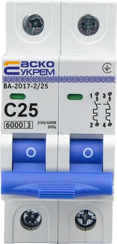 Автоматичний вимикач УКРЕМ ВА-2017 2р 25А АСКО