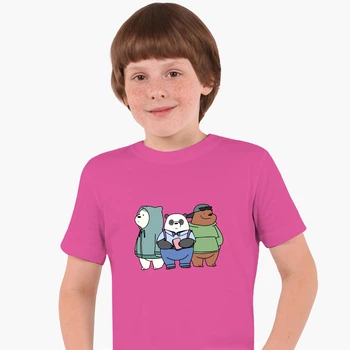 Дитяча футболка для хлопчиків Вся правда про ведмедів (We Bare Bears) (25186-2898-68) 122-128 см Бавовна Темно-рожева