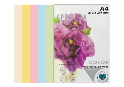 Бумага цветная Spectra Color А4 160 г/м² 50 листов, набор 5 цветов пастельная