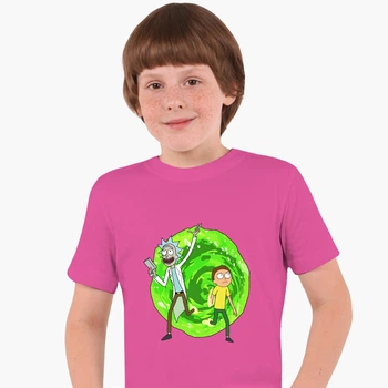 Детская футболка для мальчиков Рик и Морти (Rick and Morty) (25186-1240-66) 88-104 см Хлопок Темно-розовый