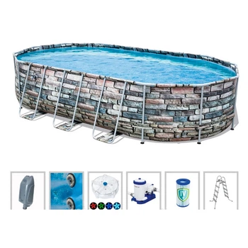 Каркасний басейн Bestway TriTech 610х366х122 см Сірий (672497)