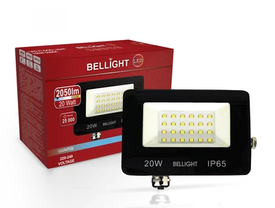 Прожектор светодиодный Bellight PRO 20W 6500K, LED прожектор для улицы, фасада, склада, парковки, мостов и рекламных щитов