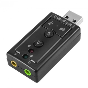 Внешняя звуковая карта USB 2.0 3D Sound Card 7 в 1 Original Black для ноутбука с аудиоадаптером