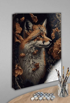 Картина за номерами з Галерейною натяжкою та Металізованими фарбами Art Millennium Лисиця у саду АМ-0570 40Х50