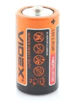 Батарейка сольова Videx R14P/C 2шт SHRINK CARD