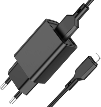 Мережевий зарядний пристрій Borofone BA68A Glacier single port charger set (iP) Black (6974443385687)