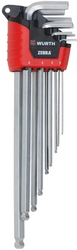 Набор удлиненных шестигранников Wurth ZEBRA со сферической головкой 1.5 - 10 мм 9 шт (07154050)