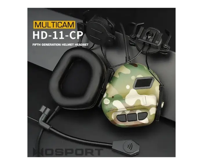 Навушники тактичні активні з мікрофоном Wosport HD-11-OD світлий мультикам 1 пара