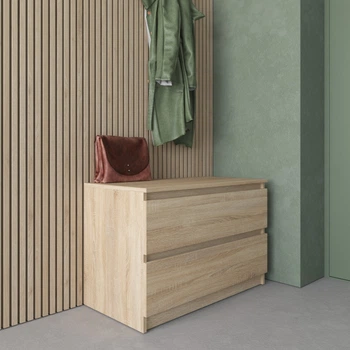 Комод тумба низкий на 2 выдвижных ящика c фасадами без ручек R-19, дуб сонома