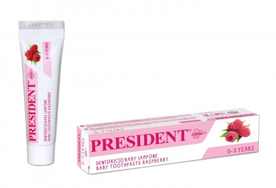 Паста зубна PRESIDENT BABY RASPBERRY 0-3, 30 мл