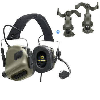 Активні навушники з мікрофоном Earmor M32 + Premium кріплення на шолом з рейками ARC/M-LOK (150201)