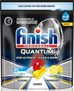 Таблетки для посудомийних машин Finish Quantum Ultimatе 60 таб. з лимоном, 750 г