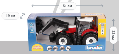 Zabawka Bruder Steyr 6300 Terrus Traktor z ładowaczem czerwono-biały M1:16 (03181)